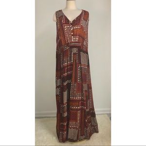 oSo Casuals 1X Maxi Dress Sleeveless Orange Button